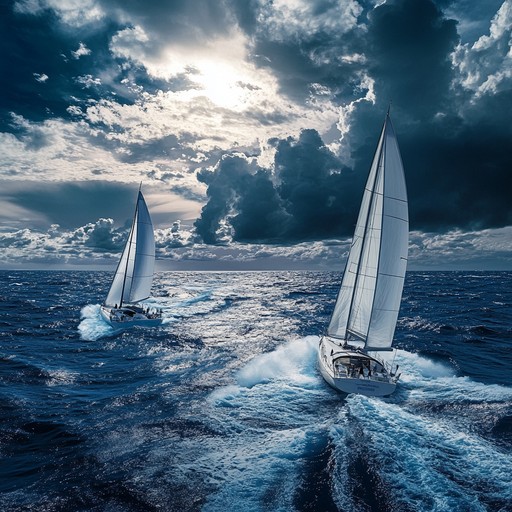 midyear planning for hvacr distributors is like two sailboats cutting through choppy blue water under a dramatic, cloud-filled sky, leaving zigzag wakes behind them — symbolizing adaptability and steady navigation through changing conditions.