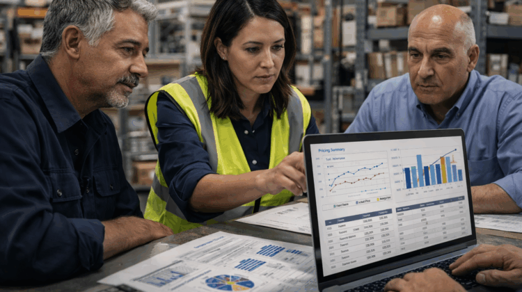 Distributor operations team reviewing pricing and margin data