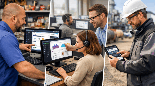 Distributor sales team using AI platform across counter, inside sales, and field operations
