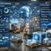 AI in distribution dashboard overlay showing HVACR warehouse operations and inventory data