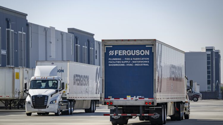 HVAC distribution warehouse representing Ferguson Enterprises channel strategy and Q1 2026 results